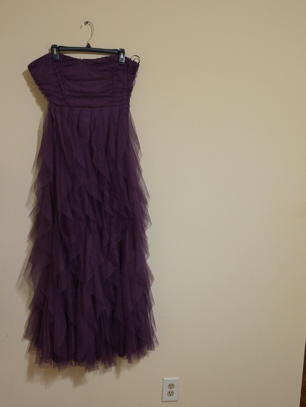 Lulu's Plum Strapless Layered Tulle Maxi Dress